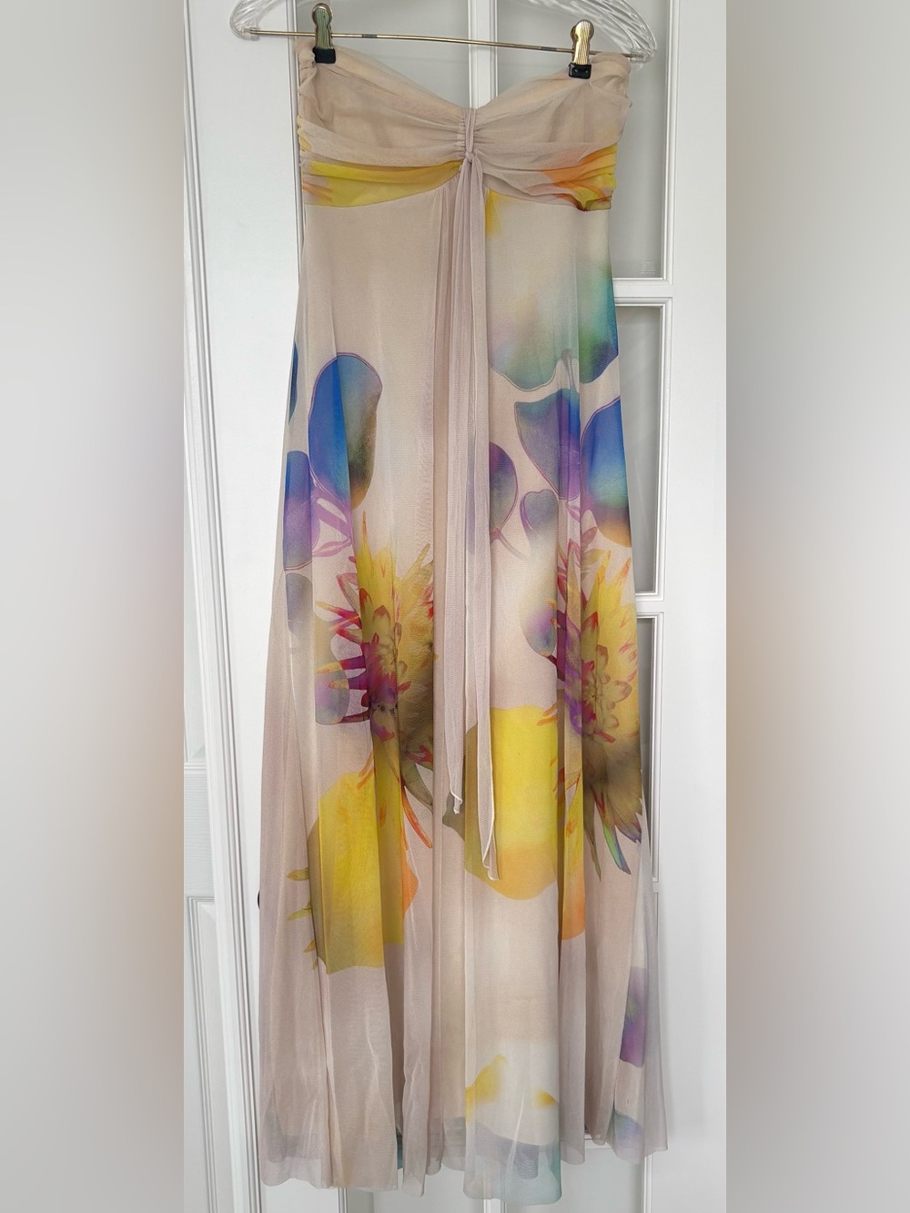 Floral Watercolor Strapless Maxi  Dress- Multicolor
